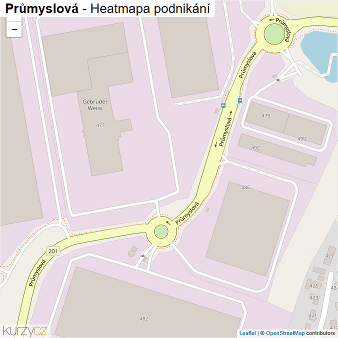 Mapa Průmyslová - Firmy v ulici.