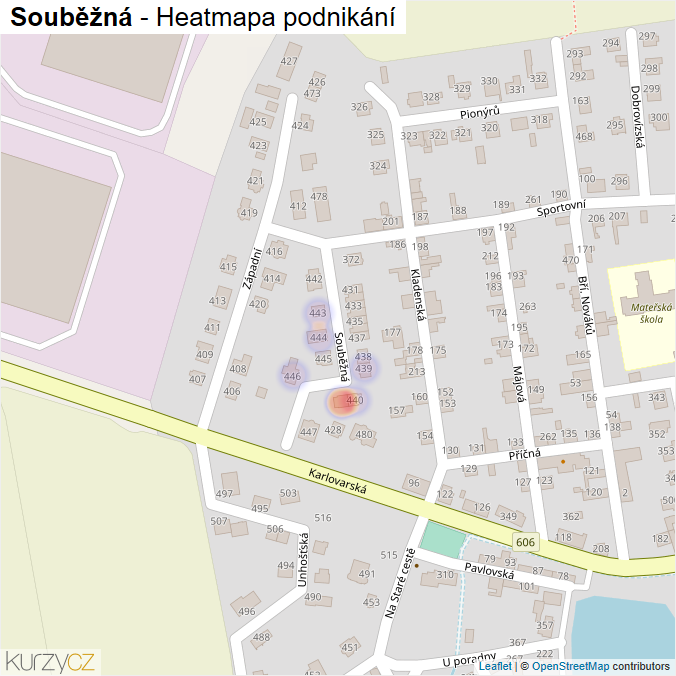 Mapa Souběžná - Firmy v ulici.