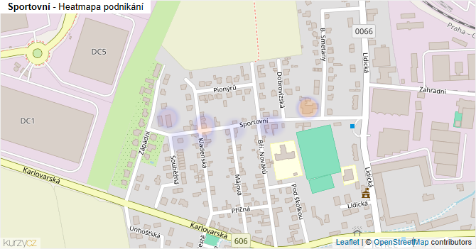 Sportovní - mapa podnikání