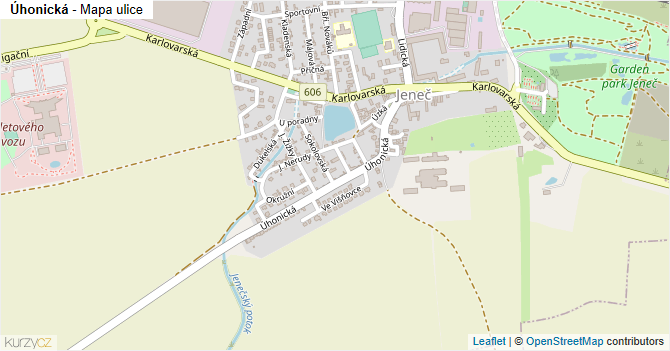 Úhonická - mapa ulice