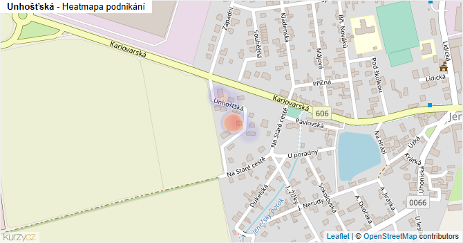 Unhošťská - mapa podnikání