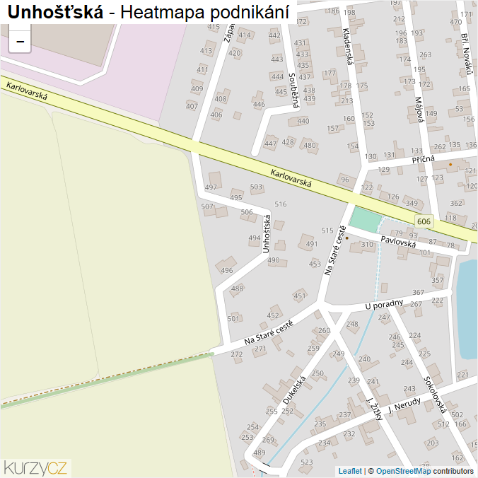 Mapa Unhošťská - Firmy v ulici.