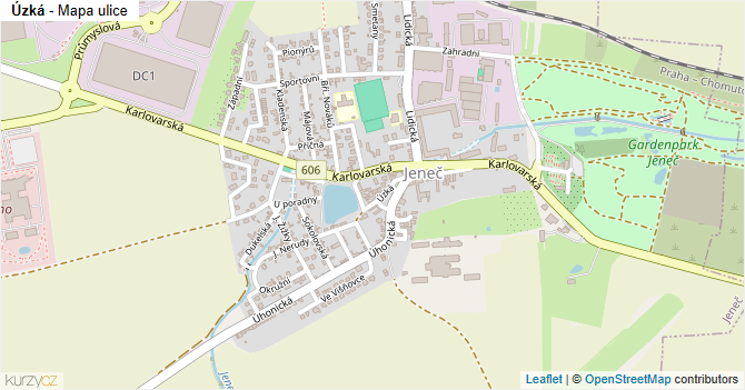 Úzká - mapa ulice