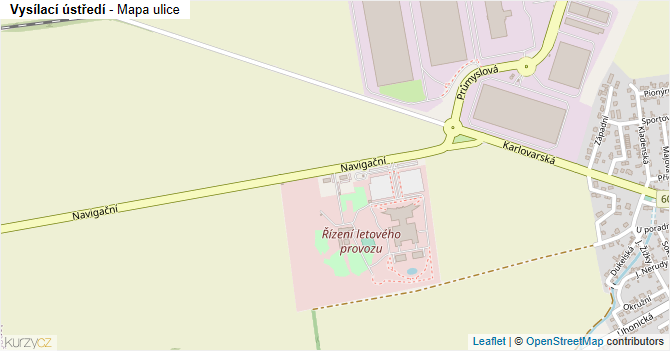 Vysílací ústředí - mapa ulice