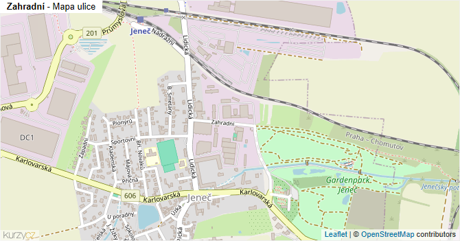 Zahradní - mapa ulice
