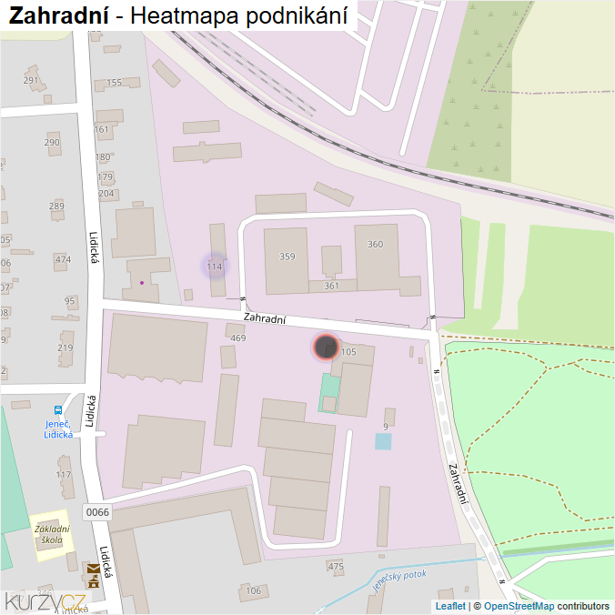 Mapa Zahradní - Firmy v ulici.