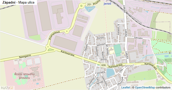 Západní - mapa ulice