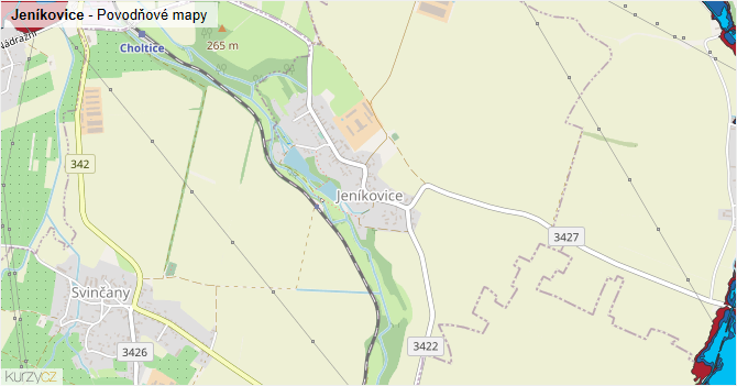 Jeníkovice - záplavové mapy stoleté vody