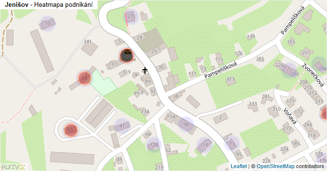 Jenišov - mapa podnikání