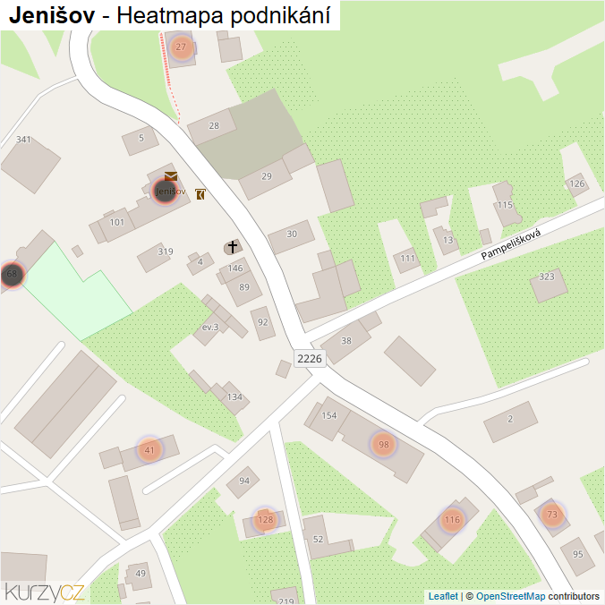 Mapa Jenišov - Firmy v obci.