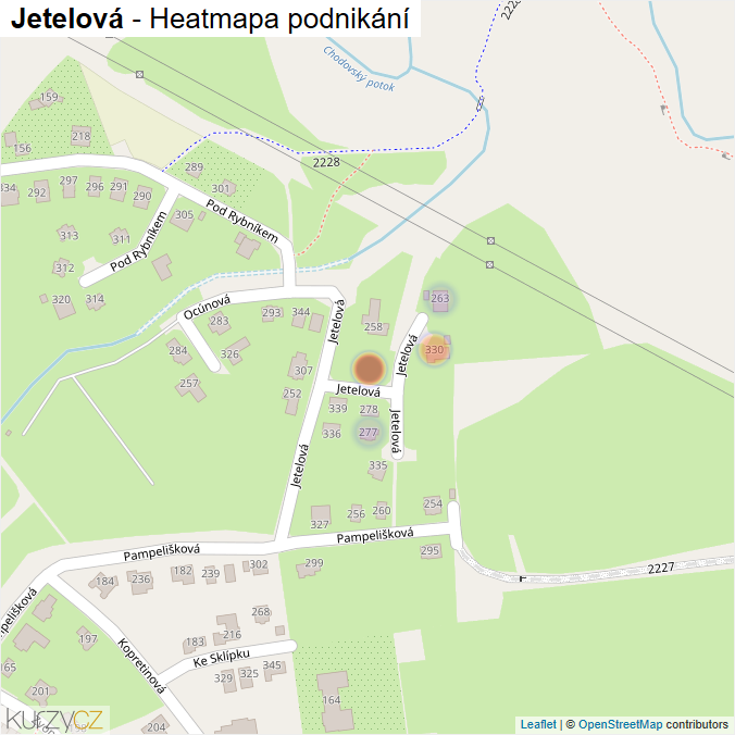 Mapa Jetelová - Firmy v ulici.