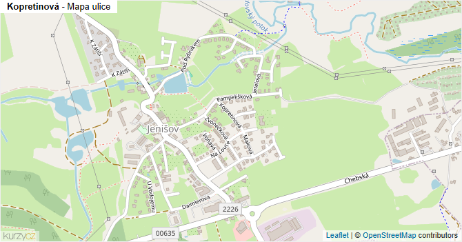Kopretinová - mapa ulice