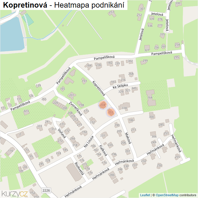 Mapa Kopretinová - Firmy v ulici.