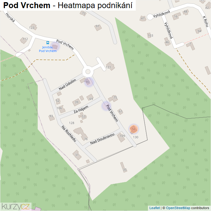 Mapa Pod Vrchem - Firmy v ulici.