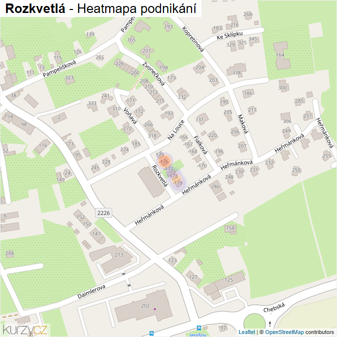 Mapa Rozkvetlá - Firmy v ulici.