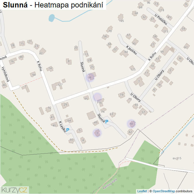 Mapa Slunná - Firmy v ulici.