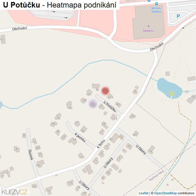 Mapa U Potůčku - Firmy v ulici.