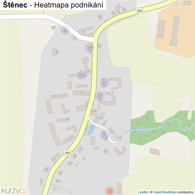 Mapa Štěnec - Firmy v části obce.