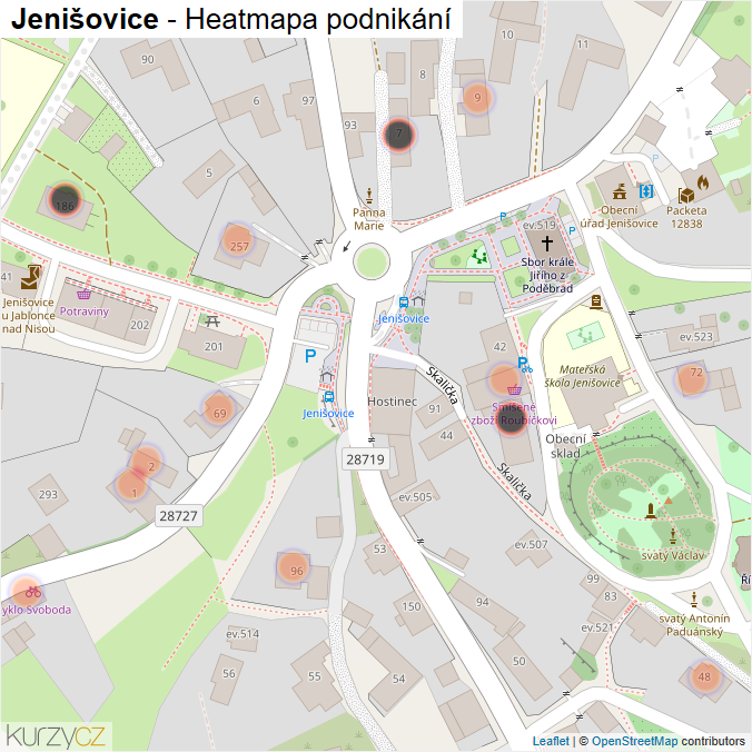 Mapa Jenišovice - Firmy v obci.