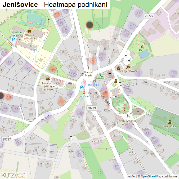Mapa Jenišovice - Firmy v části obce.