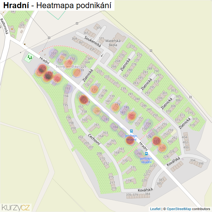 Mapa Hradní - Firmy v ulici.