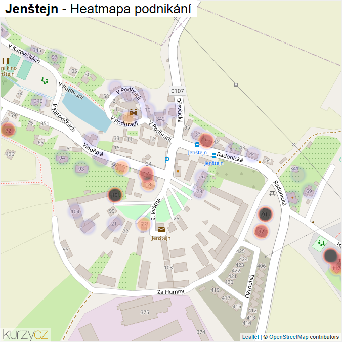 Mapa Jenštejn - Firmy v části obce.