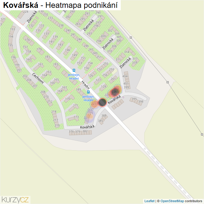 Mapa Kovářská - Firmy v ulici.