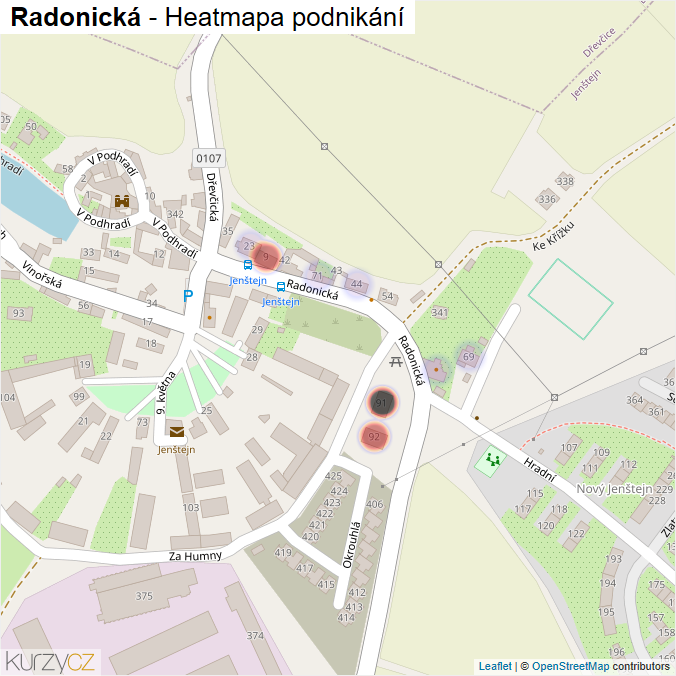 Mapa Radonická - Firmy v ulici.