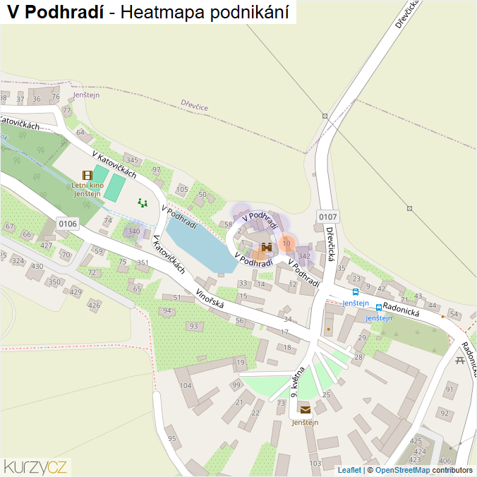 Mapa V Podhradí - Firmy v ulici.