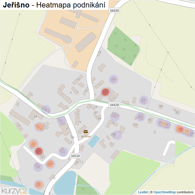 Mapa Jeřišno - Firmy v části obce.