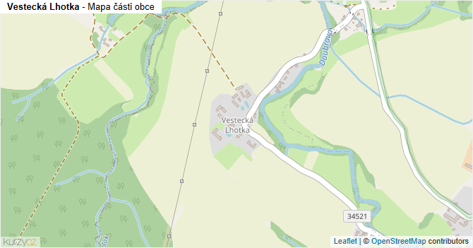 Vestecká Lhotka - mapa části obce