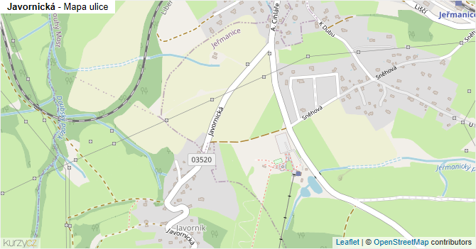 Javornická - mapa ulice