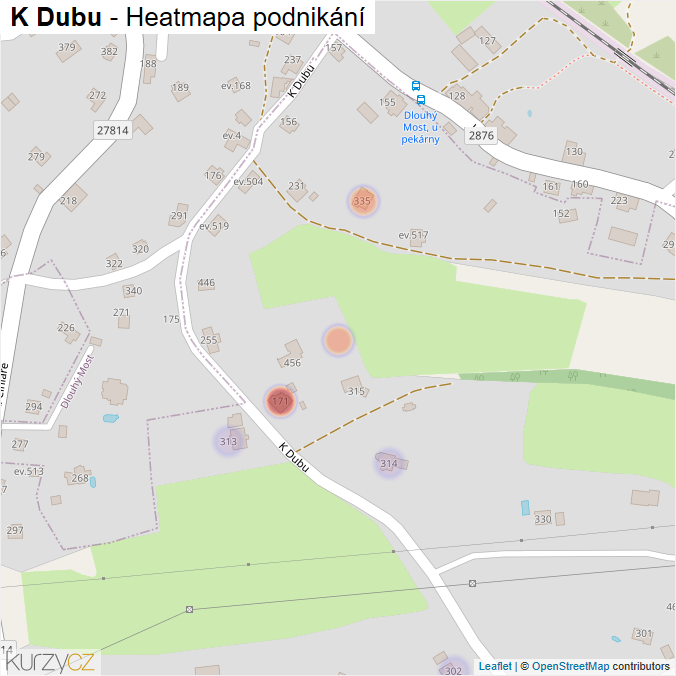 Mapa K Dubu - Firmy v ulici.