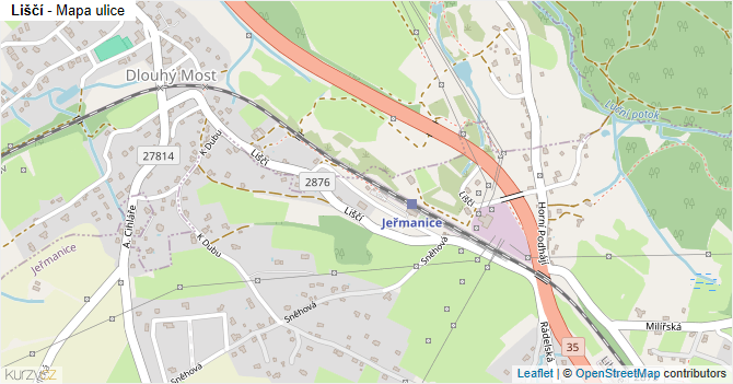 Liščí - mapa ulice