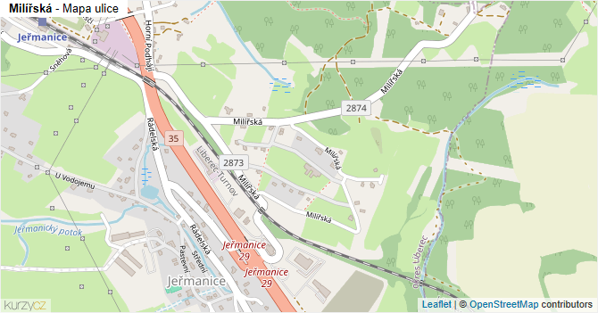 Milířská - mapa ulice