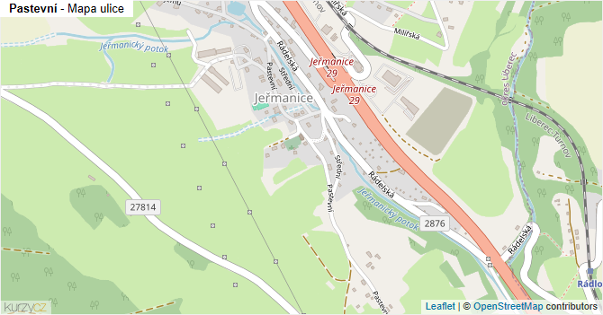 Pastevní - mapa ulice