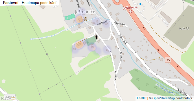 Pastevní - mapa podnikání