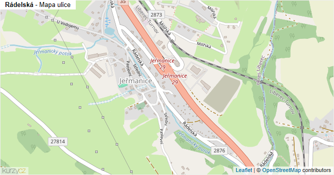Rádelská - mapa ulice