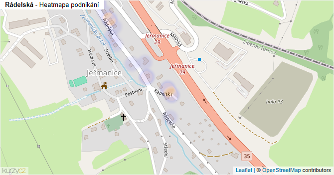Rádelská - mapa podnikání