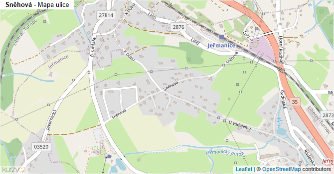 Sněhová - mapa ulice