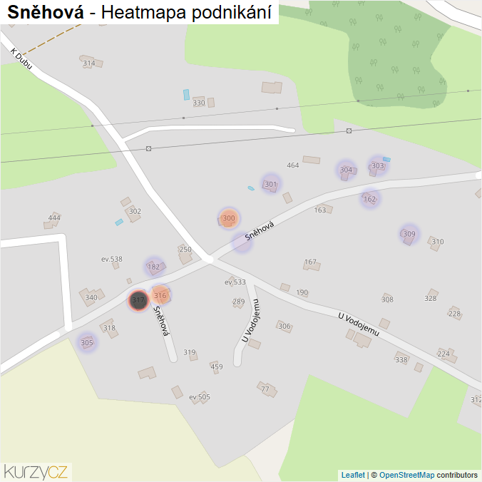 Mapa Sněhová - Firmy v ulici.