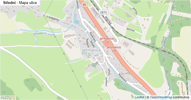 Střední - mapa ulice