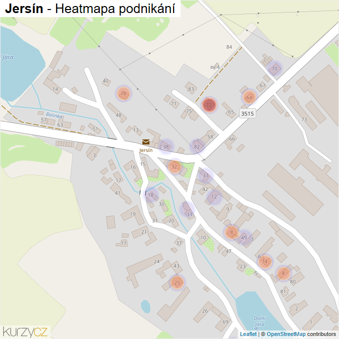 Mapa Jersín - Firmy v části obce.