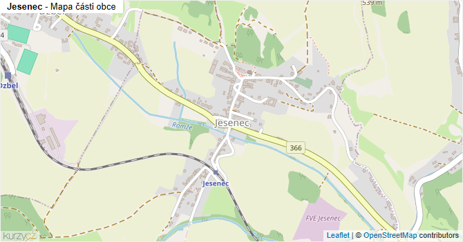 Jesenec - mapa části obce