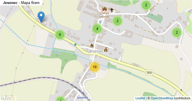 Jesenec - mapa firem