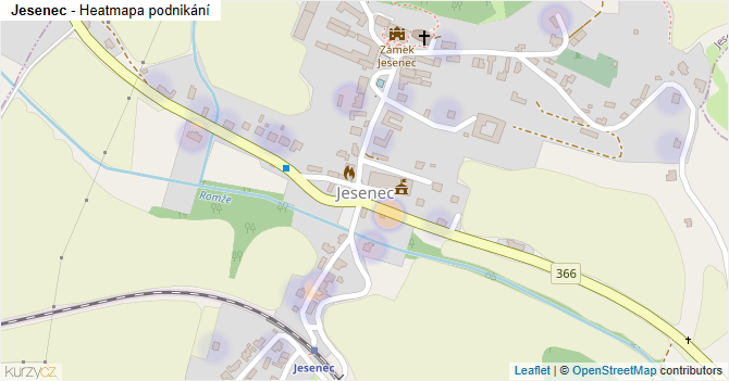 Jesenec - mapa podnikání