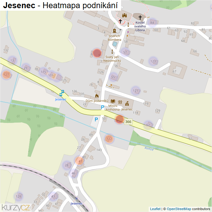 Mapa Jesenec - Firmy v části obce.