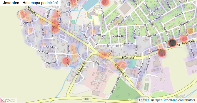 Jesenice - mapa podnikání