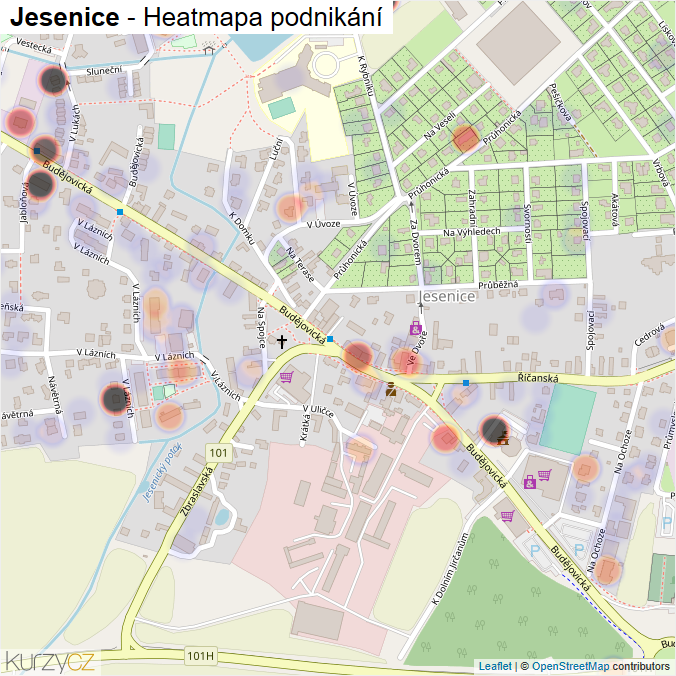 Mapa Jesenice - Firmy v obci.