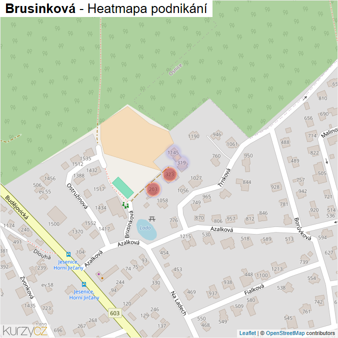 Mapa Brusinková - Firmy v ulici.